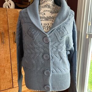 Source Unknown Light Blue Cable Knit Cardigan